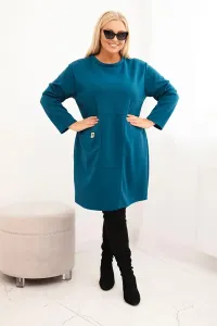 Legínovo Dámske plus size šaty maslové s vreckom a 3/4 rukávom béžová Farba: Khaki, Veľkosť: UNI