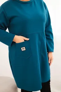 Legínovo Dámske plus size šaty maslové s vreckom a 3/4 rukávom béžová Farba: Khaki, Veľkosť: UNI