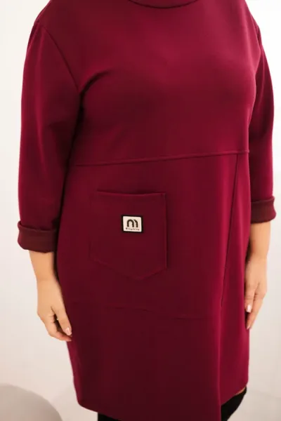 Legínovo Dámske plus size šaty maslové s vreckom a 3/4 rukávom béžová Farba: Khaki, Veľkosť: UNI