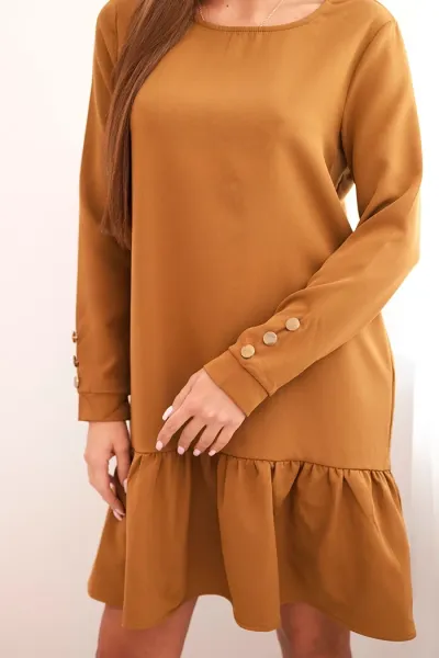 Legínovo Šaty s volánom v camelovej farbe Farba: Hnedá, Veľkosť: UNI