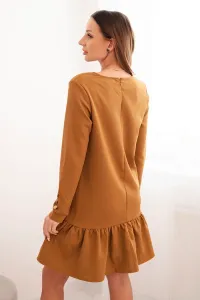 Legínovo Šaty s volánom v camelovej farbe Farba: Hnedá, Veľkosť: UNI