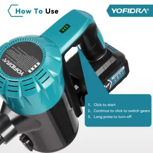 OneVAn / Newbeny OneVan / Yofidra 1600W bezkefový akumulátorový vysávač s LED podlahovou kefou 2 x batérie . Vhodné pre batériu MAKITA 18V