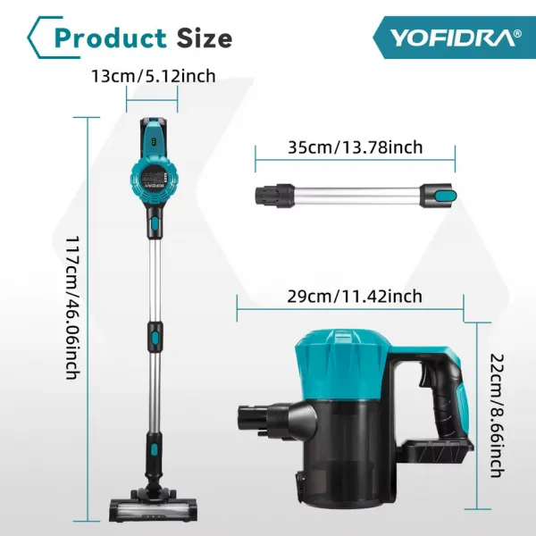 OneVAn / Newbeny OneVan / Yofidra 1600W bezkefový akumulátorový vysávač s LED podlahovou kefou 2 x batérie . Vhodné pre batériu MAKITA 18V