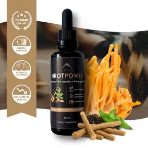 Hrotpower tinktúra z Cordyceps + B-komplex + Ashwagandha Hrotlife 60ml