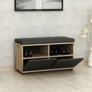 Skrinka na topánky / Botník Drago - Walnut, Black