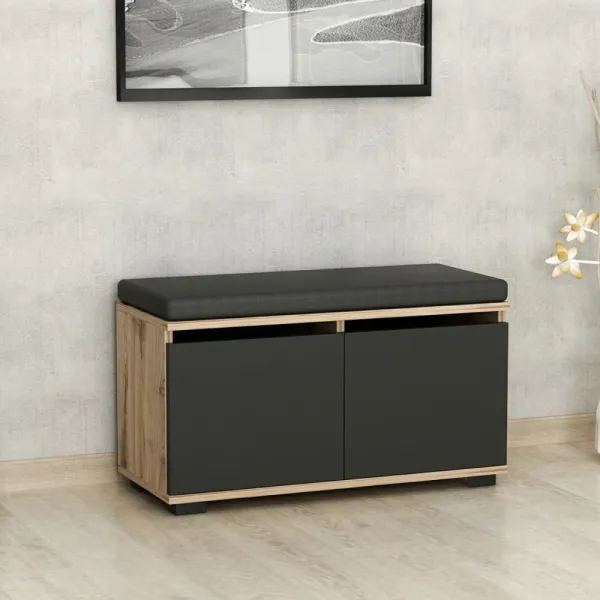 Skrinka na topánky / Botník Drago - Walnut, Black