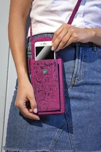 Weltbild Dámská kožená kabelka na mobil Tendrils, magenta