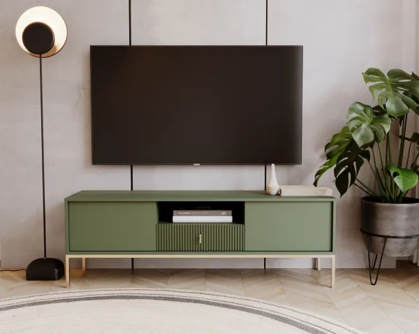 Vivaldi TV stolík Maggiore 154,5 cm zelená/zlatá