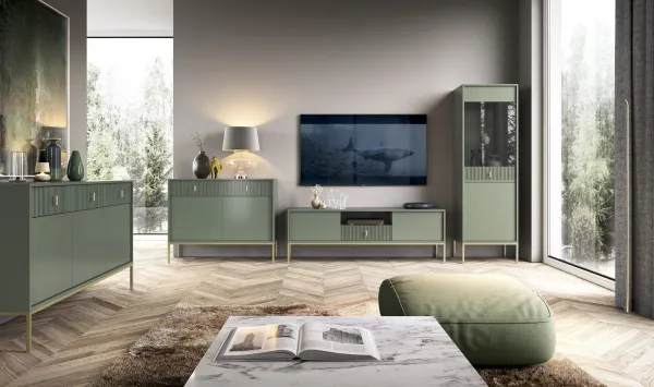 Vivaldi TV stolík Maggiore 154,5 cm zelená/zlatá