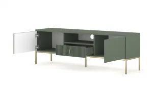 Vivaldi TV stolík Maggiore 154,5 cm zelená/zlatá