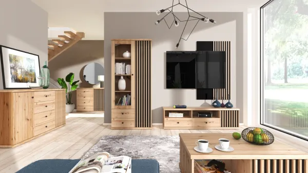 Vivaldi Vitrína Moderno C3 86 cm dub Artisan/čierna