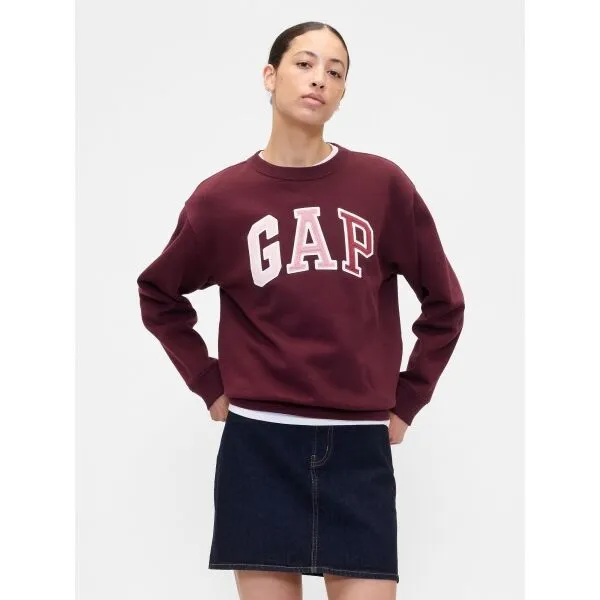 GAP HERITAGE CREW Dámska mikina, vínová, veľkosť