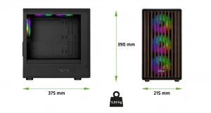 EVOLVEO Panthera, mATX skriňa, 6x ARGB 120 mm ventilátor, drevený predný panel + sklenený bočný panel