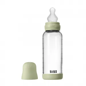 BIBS Baby Glass Bottle Silicone antikoliková fľaša so silikónovým náustkom Ivory 240 ml