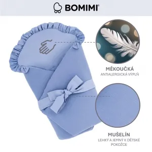 Bomimi Zavinovačka mušelínová s mašľou, MODRÁ