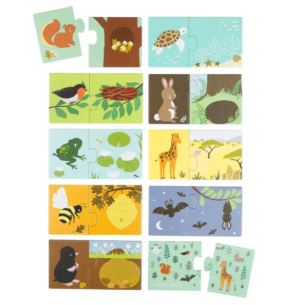 A Little Lovely Company - priradzovacie puzzle - zvieracie domčeky