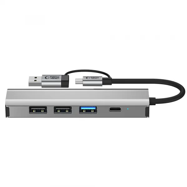 Tech-Protect HB03 HUB adaptér USB-C + USB - 3x USB / USB-C / RJ45, šedý