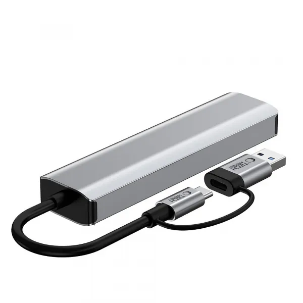 Tech-Protect HB03 HUB adaptér USB-C + USB - 3x USB / USB-C / RJ45, šedý