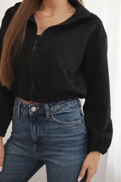 Black suede zip-up hoodie