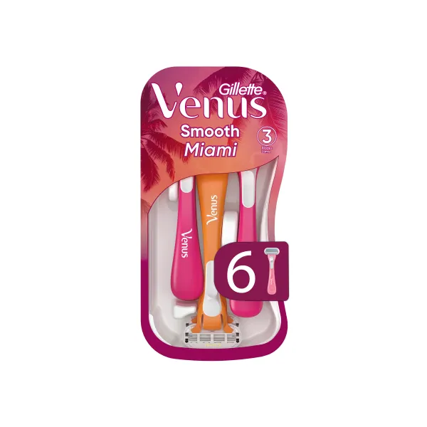 GILLETTE Venus Smooth Miami Dámske pohotovostné holiace strojčeky 3 kusov