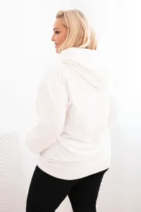 Legínovo Dámska mikina s očkami Plus Size bavlnená s kapucňou a klokaním vreckom horčicová Farba: Biela, Veľkosť: 2XL