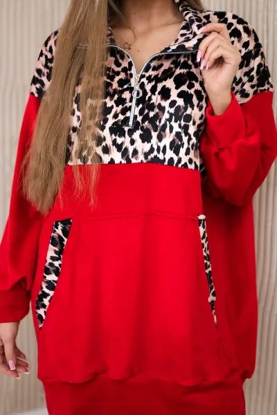 Legínovo Zamatové šaty s leopardím vzorom béžové Farba: Hnedá, Veľkosť: UNI