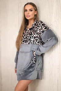 Legínovo Zamatové šaty s leopardím vzorom béžové Farba: Hnedá, Veľkosť: UNI