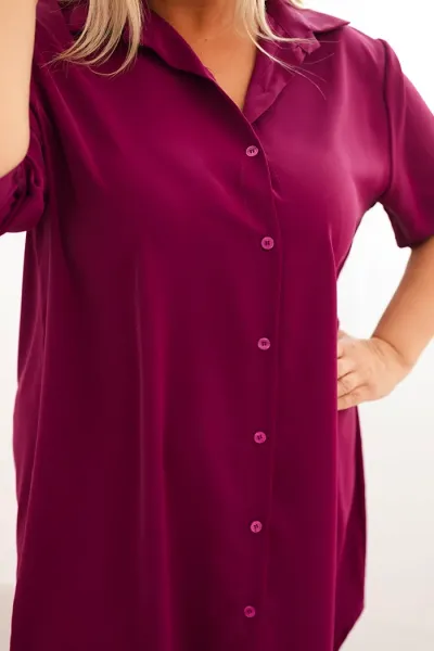Legínovo Dámske košeľové šaty Plus Size s dlhším zadným dielom a vyhrnutým rukávom hnedé Farba: Tmavá mätová, Veľkosť: UNI