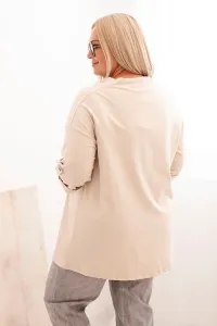 Legínovo Dámska blúzka Plus Size z bavlnou voľného strihu s vodným výstrihom béžová Farba: Hnedá, Veľkosť: UNI