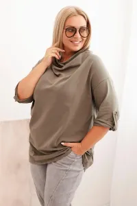 Legínovo Dámska blúzka Plus Size z bavlnou voľného strihu s vodným výstrihom béžová Farba: Hnedá, Veľkosť: UNI