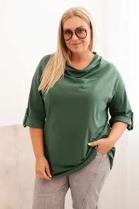 Legínovo Dámska blúzka Plus Size z bavlnou voľného strihu s vodným výstrihom béžová Farba: Hnedá, Veľkosť: UNI
