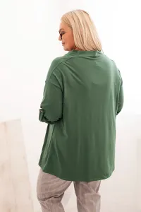 Legínovo Dámska blúzka Plus Size z bavlnou voľného strihu s vodným výstrihom béžová Farba: Hnedá, Veľkosť: UNI