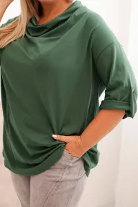 Legínovo Dámska blúzka Plus Size z bavlnou voľného strihu s vodným výstrihom béžová Farba: Hnedá, Veľkosť: UNI