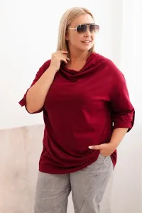 Legínovo Dámska blúzka Plus Size z bavlnou voľného strihu s vodným výstrihom béžová Farba: Hnedá, Veľkosť: UNI