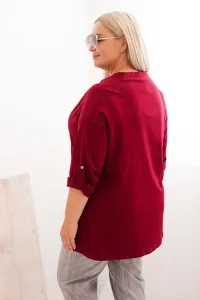 Legínovo Dámska blúzka Plus Size z bavlnou voľného strihu s vodným výstrihom béžová Farba: Hnedá, Veľkosť: UNI