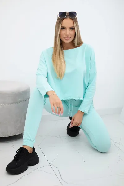 Legínovo Komplet s oversize blúzkou chrpová modrá Farba: Modrá, Veľkosť: UNI