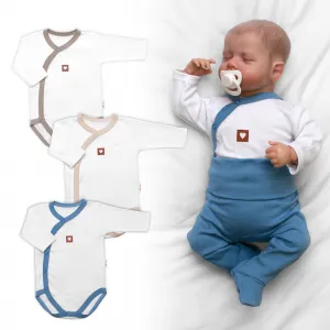 Rastúca výhodná sada, 3x Body pre bábätko Nature Unisex - modrá/béžová/taupe