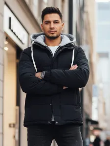 Jedinečná zimná bunda s kapucňou tmavomodrá