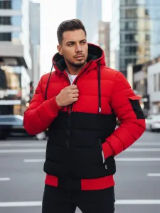 Trendy zimná bunda s kapucňou červená a červená