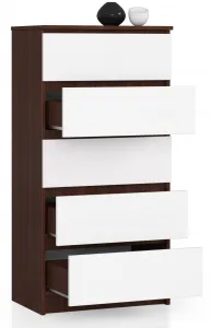 Ak furniture Komoda Kuba 60 cm - 5 zásuviek wenge/biela