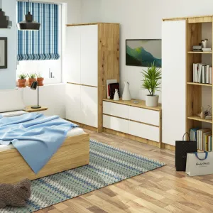 Ak furniture Šatníková skriňa CLP S90/4D dub artisan/biela