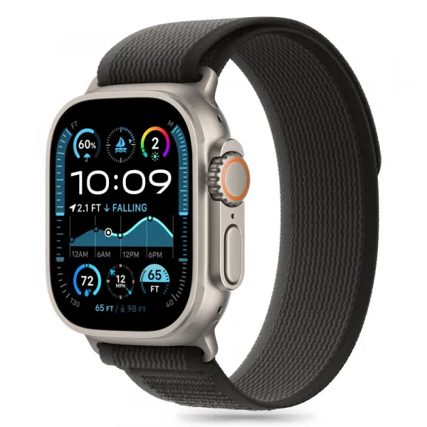 Tech-Protect Nylon Stripe remienok na Apple Watch 44/45/46/49mm, black orange