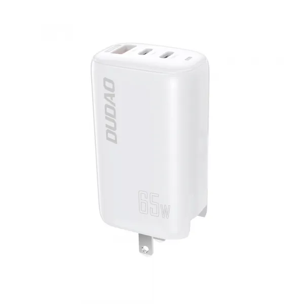 Dudao A7PRO 3in1 GaN sieťová nabíjačka USB / 2x USB-C QC PD 65W, biela (A7PRO)