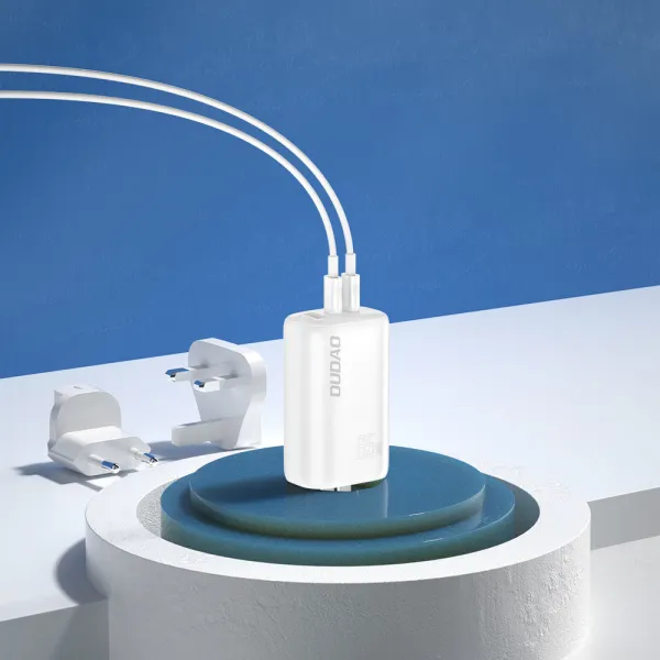 Dudao A7PRO 3in1 GaN sieťová nabíjačka USB / 2x USB-C QC PD 65W, biela (A7PRO)