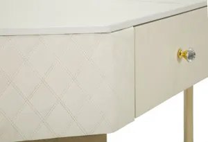Mauro Ferretti Rohový konzolový stolek Sharon 60 cm ekokůže krémový/zlatý