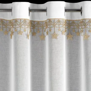VianočnábielazáclonasozlatouaplikáciouhviezdDĺžka:250cm