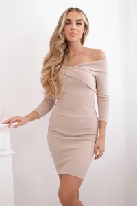 Legínovo Puzdrové šaty s V výstrihom tmavo béžové Farba: Biela, Veľkosť: UNI