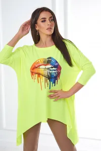 Legínovo Oversize blúzka s potlačou dúhových pier biela Farba: Zelená, Veľkosť: UNI
