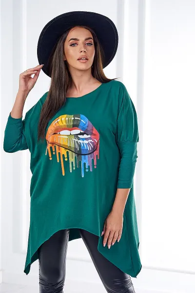 Legínovo Oversize blúzka s potlačou dúhových pier biela Farba: Biela, Veľkosť: UNI