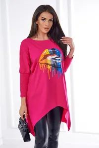 Legínovo Oversize blúzka s potlačou dúhových pier biela Farba: Zelená, Veľkosť: UNI
